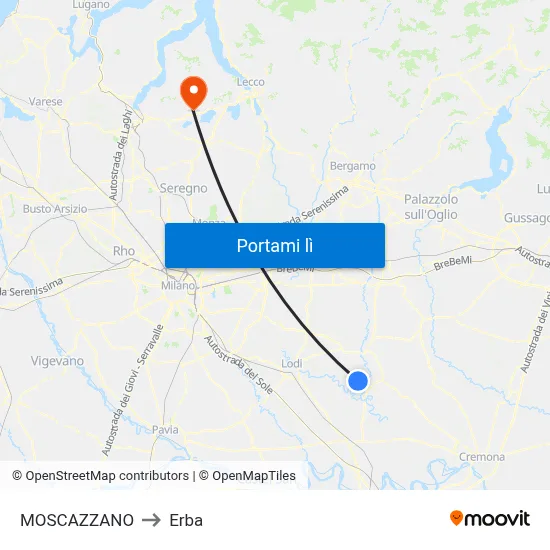 MOSCAZZANO to Erba map