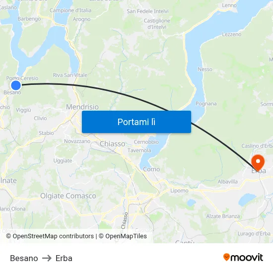 Besano to Erba map