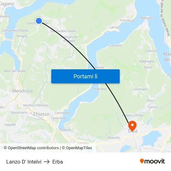 Lanzo D' Intelvi to Erba map