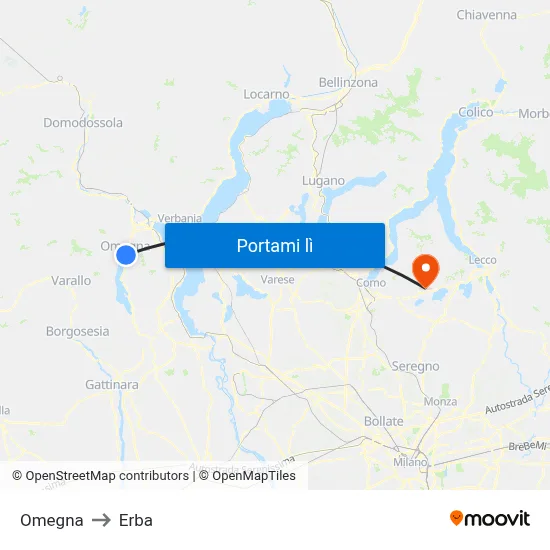 Omegna to Erba map