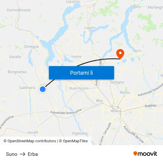 Suno to Erba map