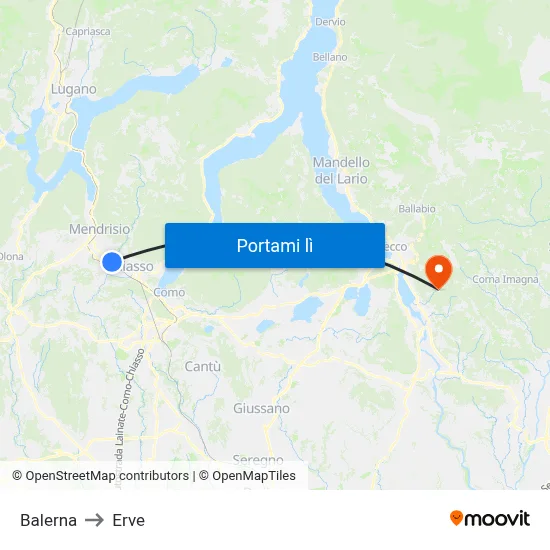 Balerna to Erve map