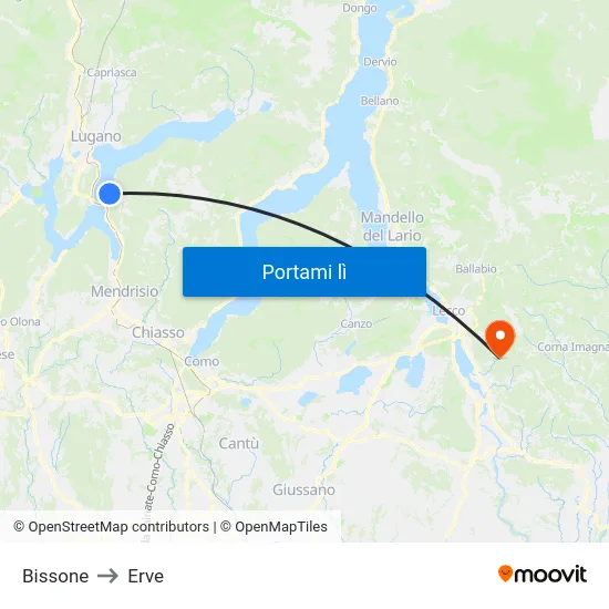 Bissone to Erve map