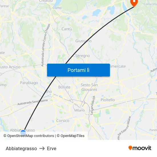 Abbiategrasso to Erve map