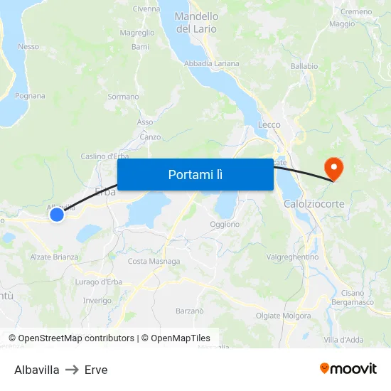 Albavilla to Erve map