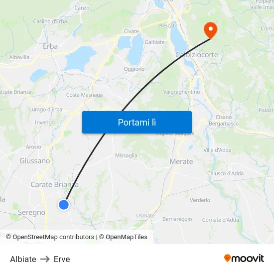 Albiate to Erve map