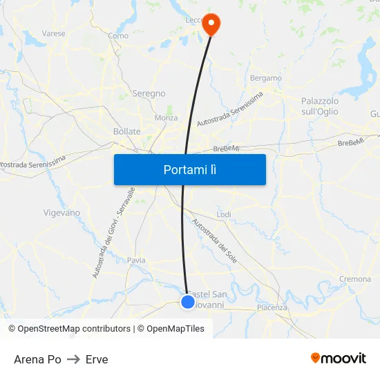 Arena Po to Erve map
