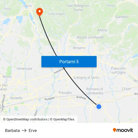 Barbata to Erve map