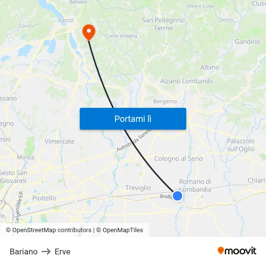 Bariano to Erve map