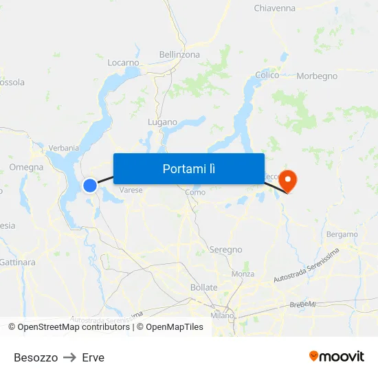 Besozzo to Erve map