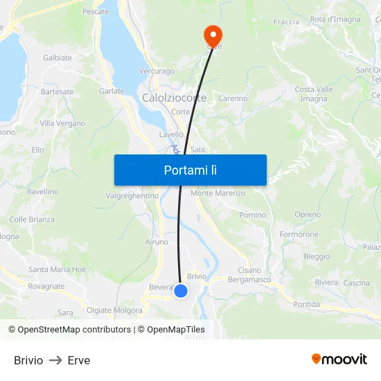Brivio to Erve map