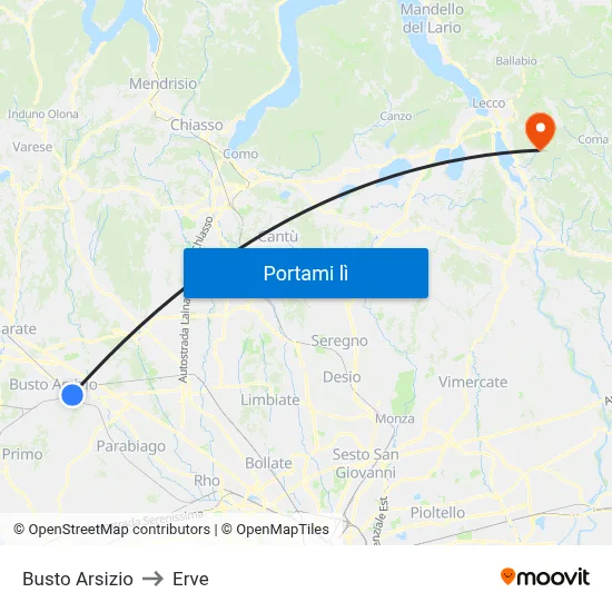 Busto Arsizio to Erve map