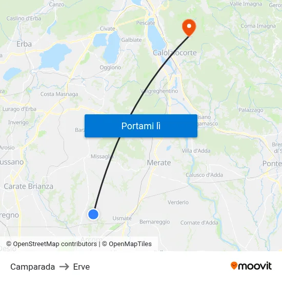 Camparada to Erve map
