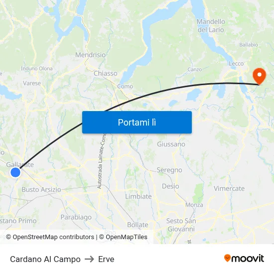 Cardano Al Campo to Erve map