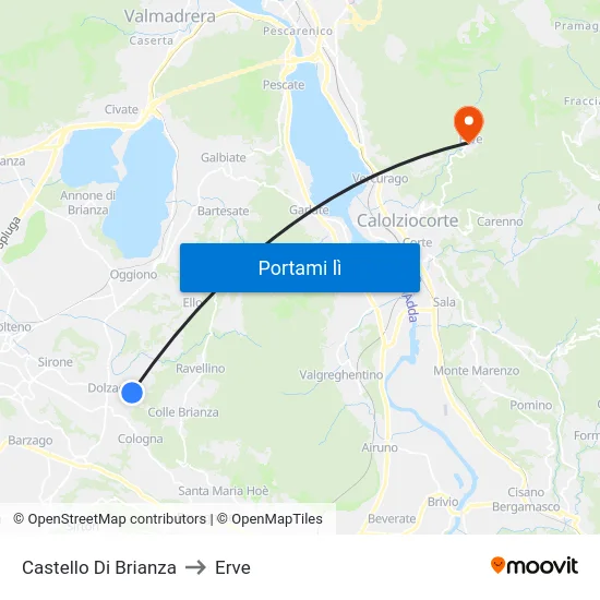 Castello Di Brianza to Erve map