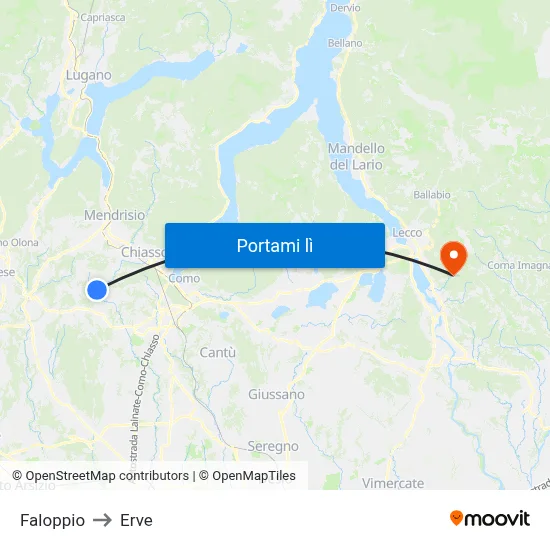 Faloppio to Erve map