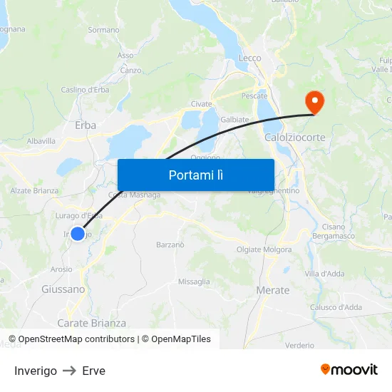 Inverigo to Erve map