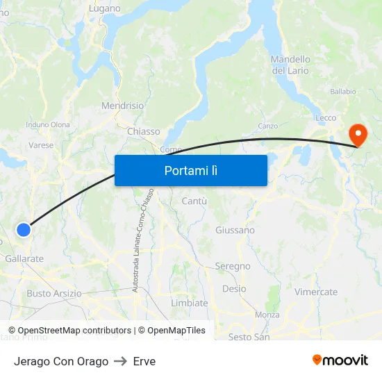 Jerago Con Orago to Erve map