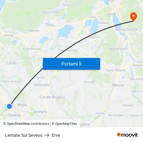 Lentate Sul Seveso to Erve map