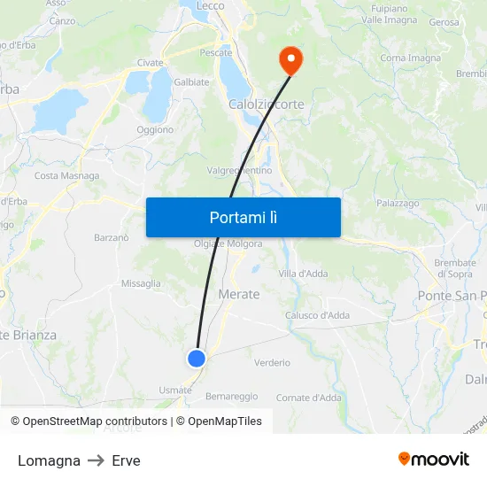 Lomagna to Erve map