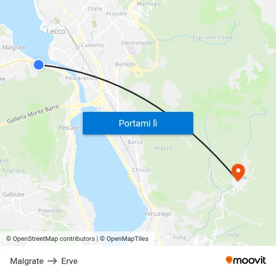 Malgrate to Erve map