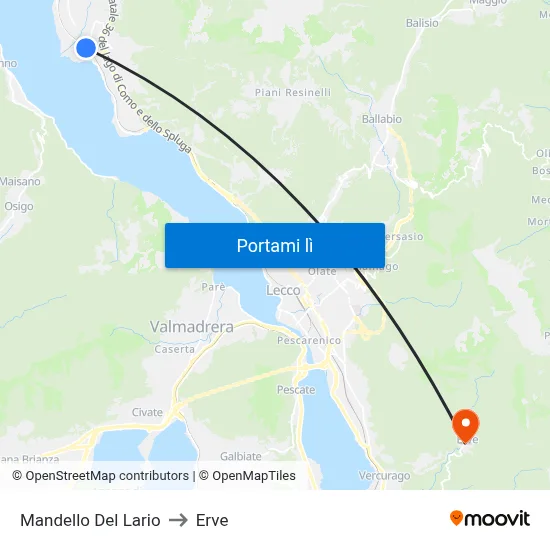 Mandello Del Lario to Erve map