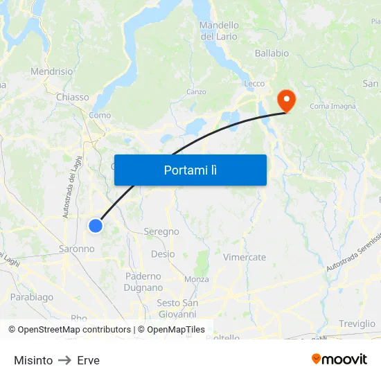 Misinto to Erve map