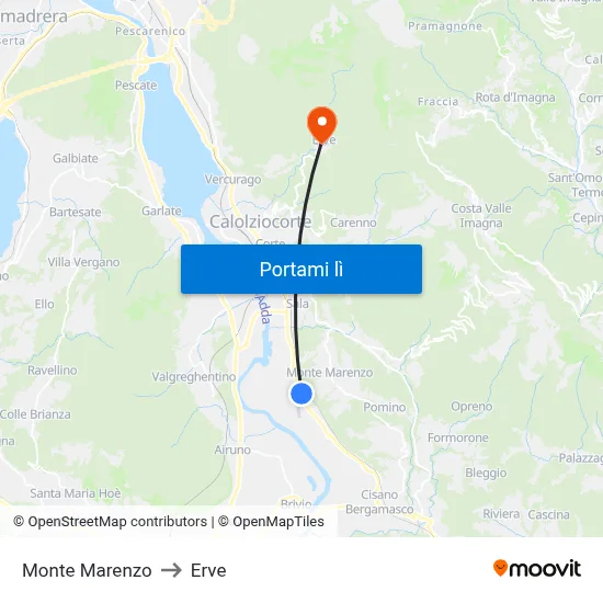 Monte Marenzo to Erve map