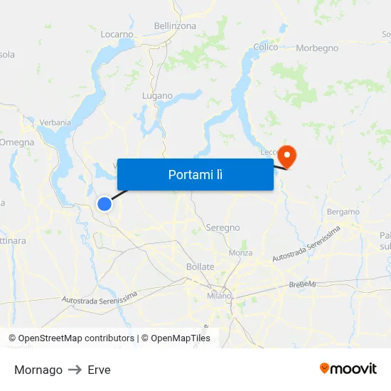 Mornago to Erve map