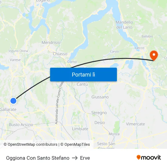 Oggiona Con Santo Stefano to Erve map