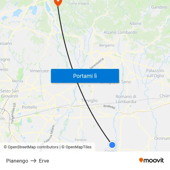 Pianengo to Erve map