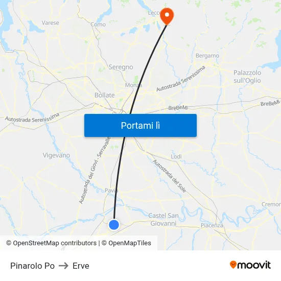 Pinarolo Po to Erve map
