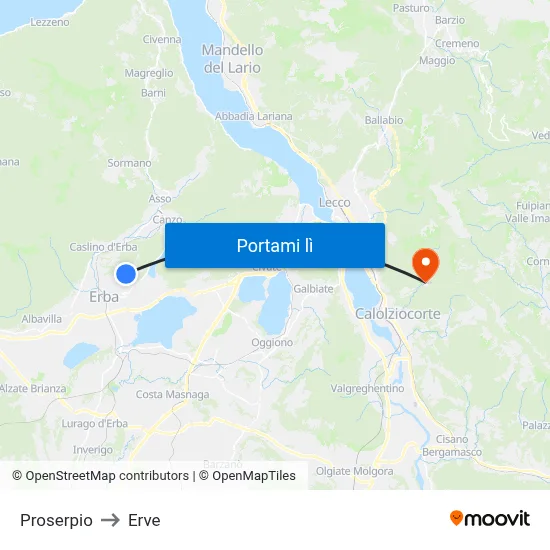Proserpio to Erve map