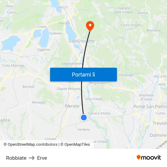 Robbiate to Erve map