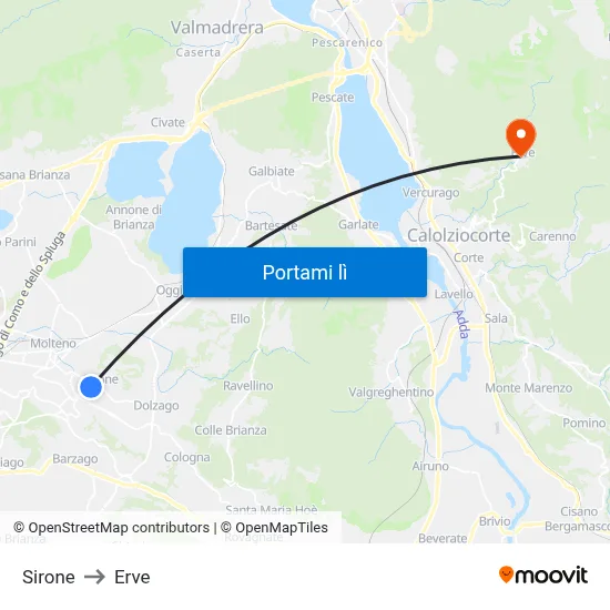 Sirone to Erve map