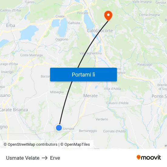 Usmate Velate to Erve map