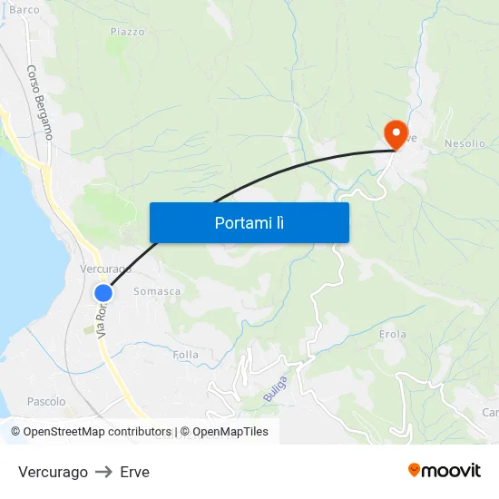 Vercurago to Erve map