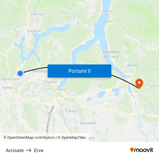 Arcisate to Erve map