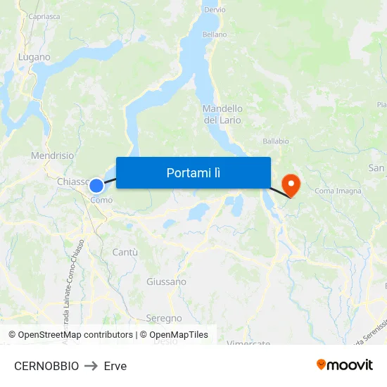CERNOBBIO to Erve map