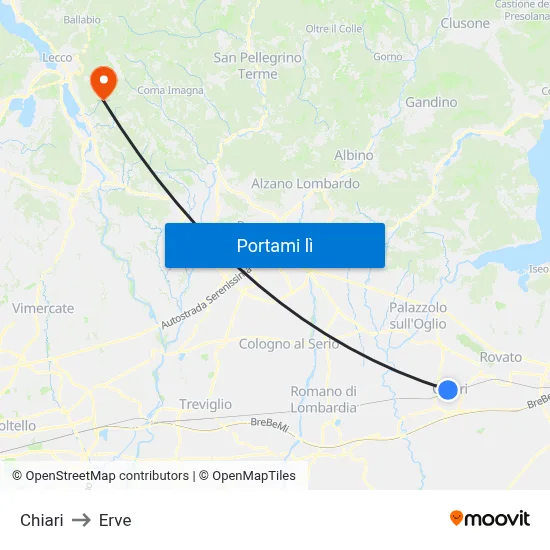 Chiari to Erve map