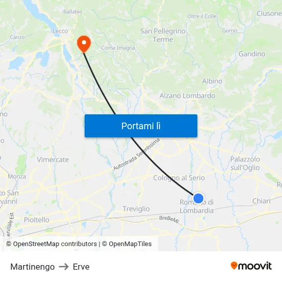 Martinengo to Erve map