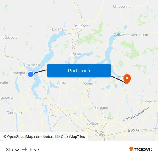 Stresa to Erve map