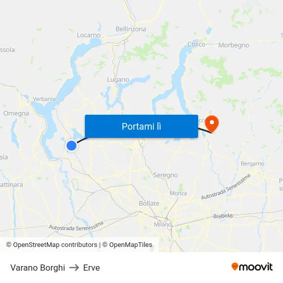 Varano Borghi to Erve map