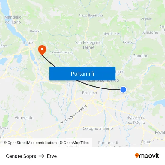 Cenate Sopra to Erve map