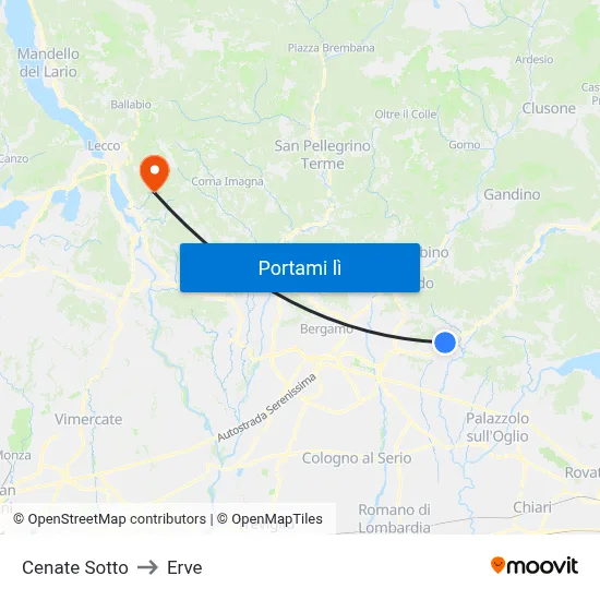 Cenate Sotto to Erve map