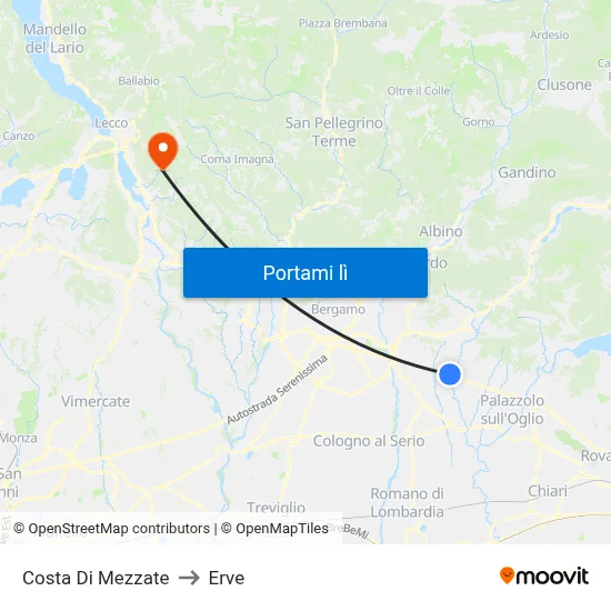 Costa Di Mezzate to Erve map