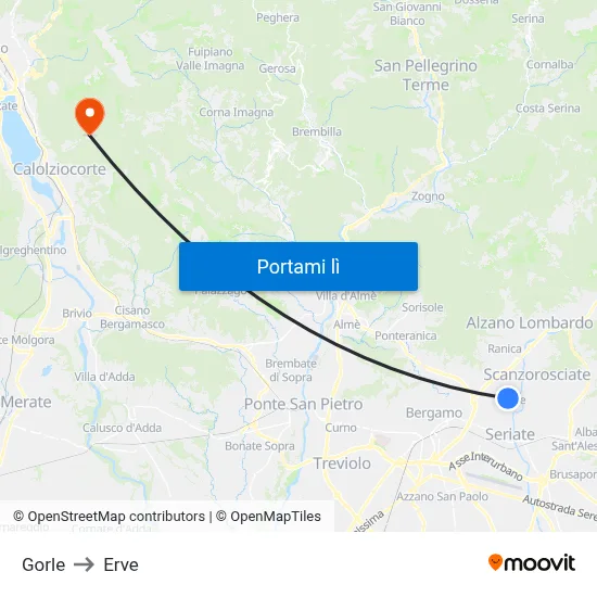 Gorle to Erve map