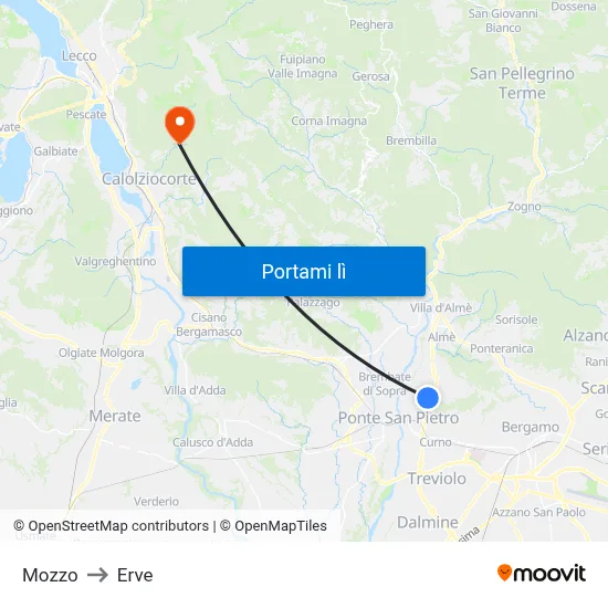 Mozzo to Erve map