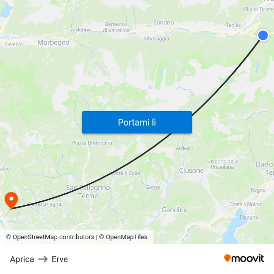 Aprica to Erve map
