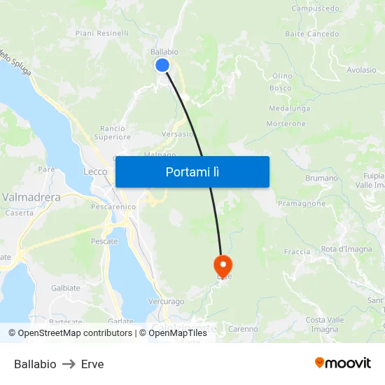 Ballabio to Erve map